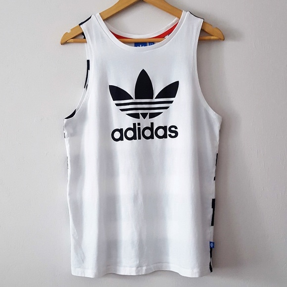 adidas Tops - ADIDAS ORIGINALS WHITE & BLACK LOGO ACTIVE TANK